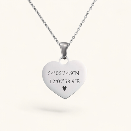 Koordinatenherz | Edelstahl Halskette