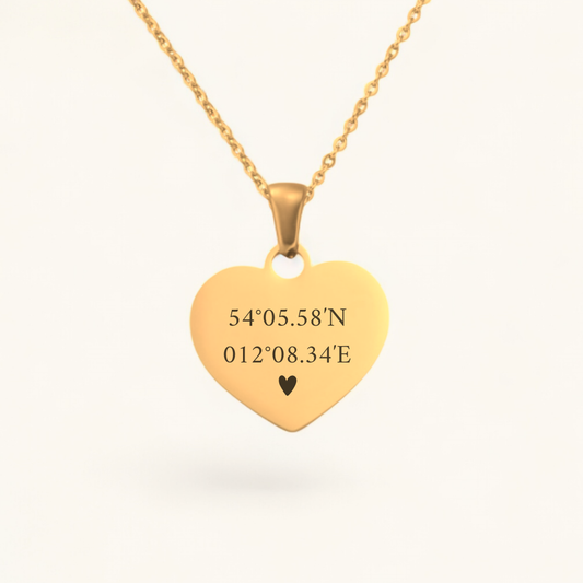 Koordinatenherz | Edelstahl Halskette