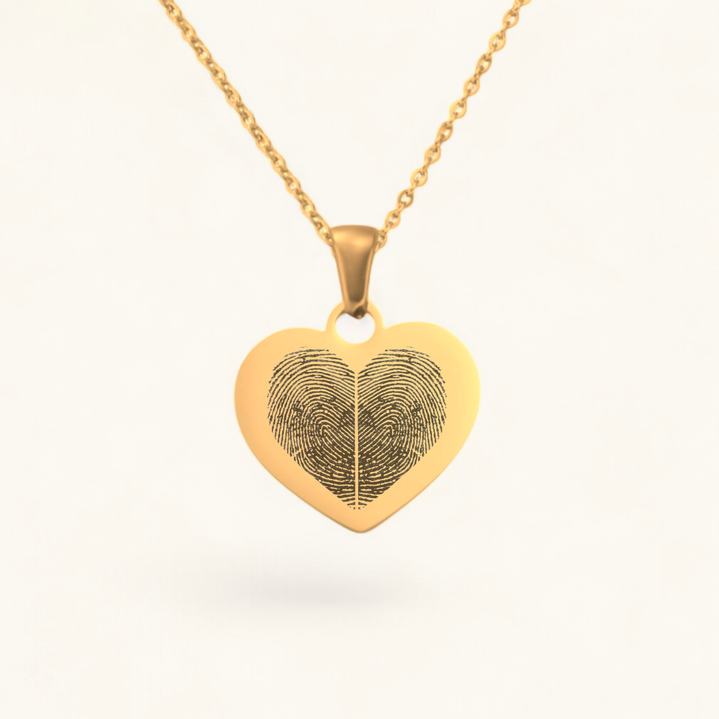 Fingerabdruck Paarherz | Edelstahl Halskette