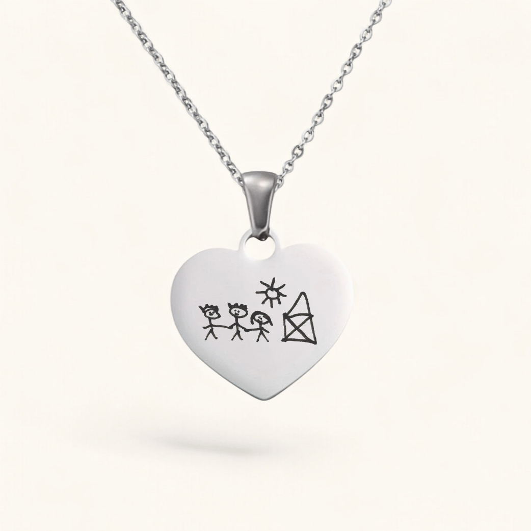 Kinderkunst Herz | Edelstahl Halskette