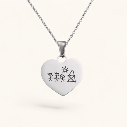 Kinderkunst Herz | Edelstahl Halskette
