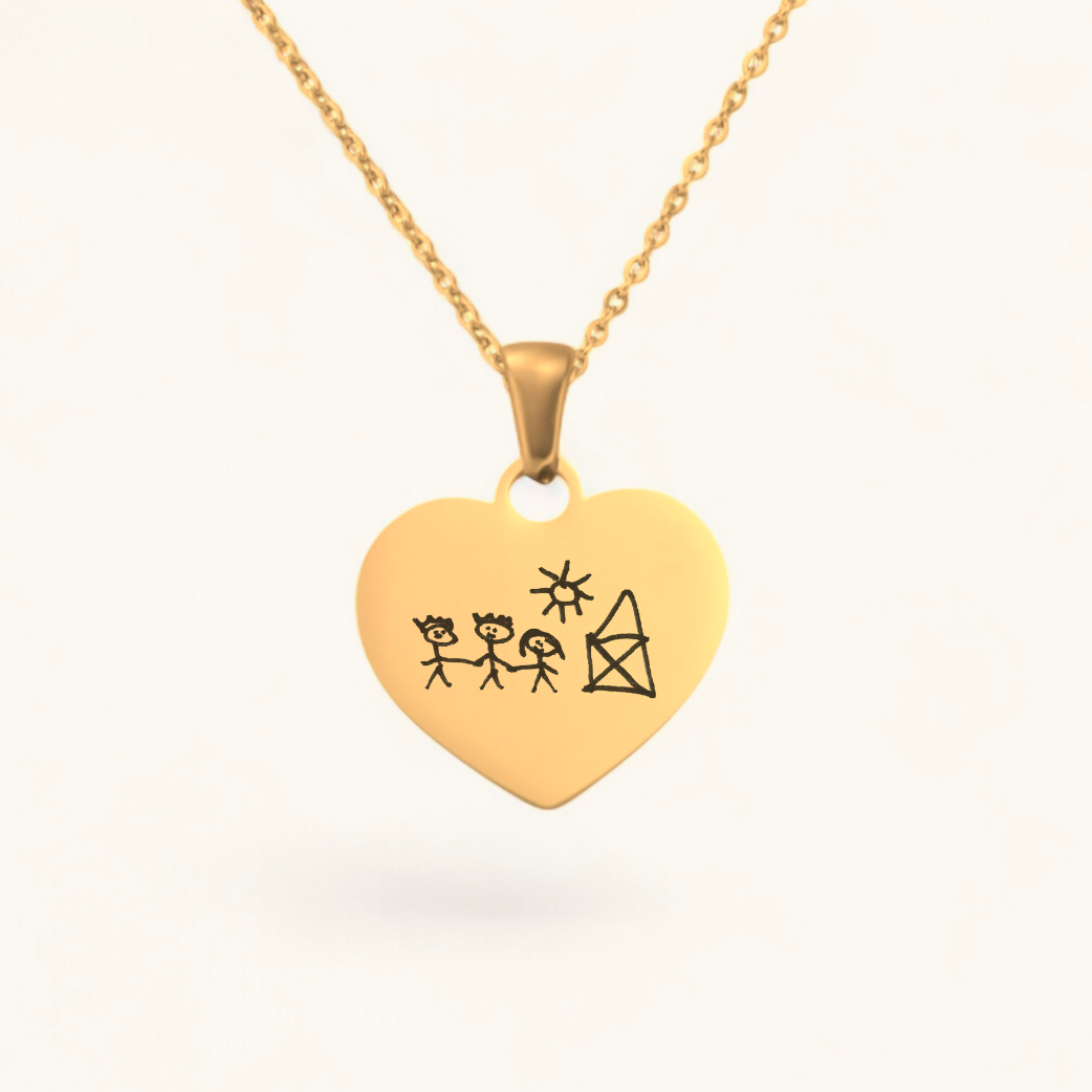 Kinderkunst Herz | Edelstahl Halskette