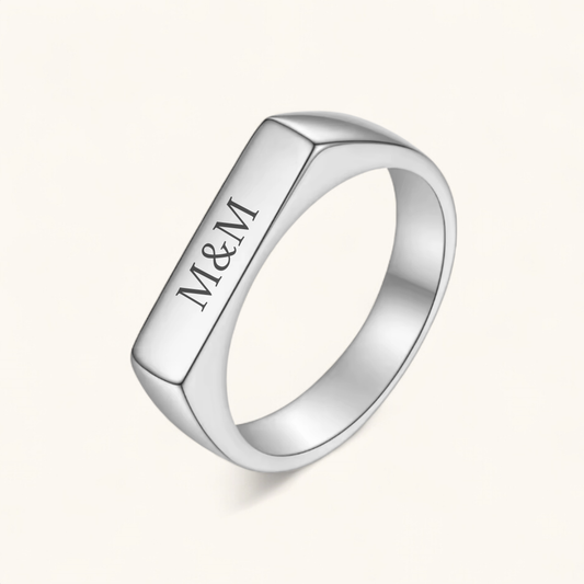 Initialenring Square | Edelstahl Ring