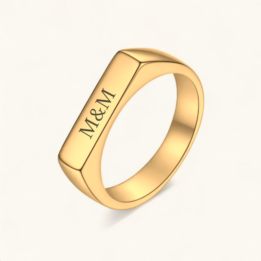 Initialenring Square | Edelstahl Ring