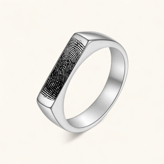Fingerabdruck Ring Square | Edelstahl Ring