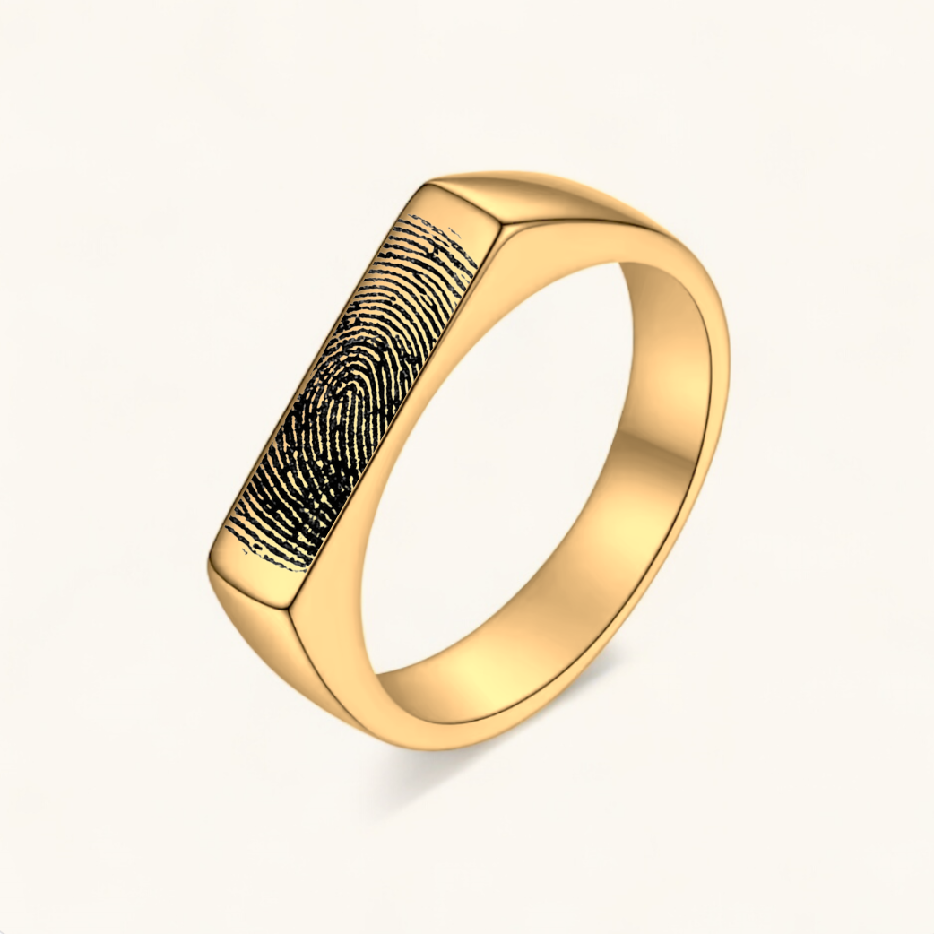 Fingerabdruck Ring Square | Edelstahl Ring