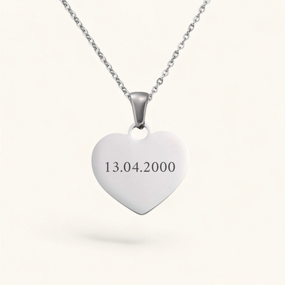 Datumsherz | Edelstahl Halskette