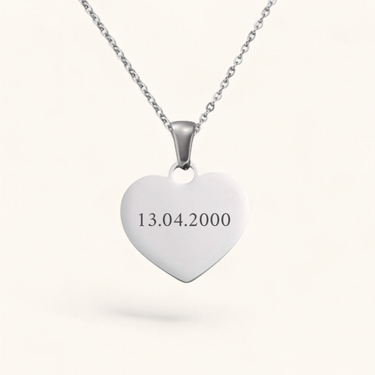Datumsherz | Edelstahl Halskette