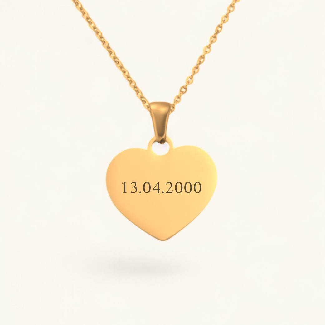 Datumsherz | Edelstahl Halskette