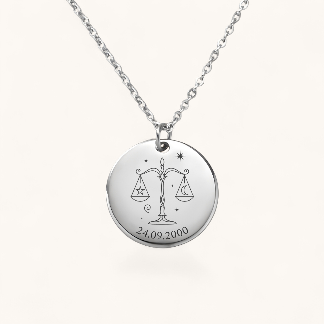 Sternzeichen Waage Halskette | Edelstahl Halskette