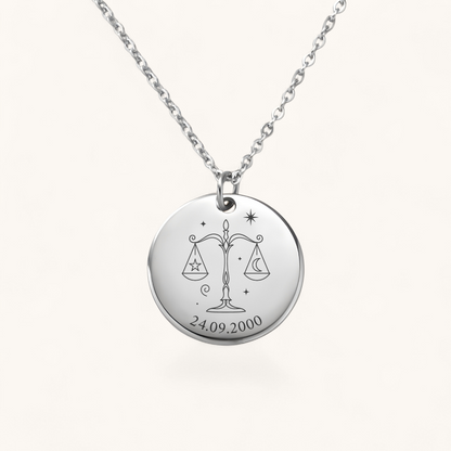 Sternzeichen Waage Halskette | Edelstahl Halskette