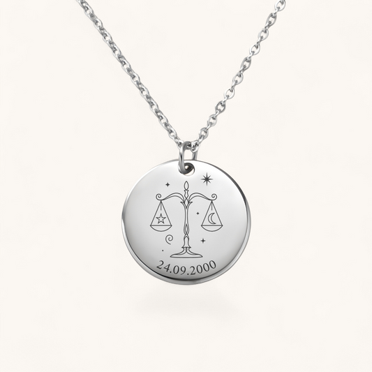Sternzeichen Waage Halskette | Edelstahl Halskette
