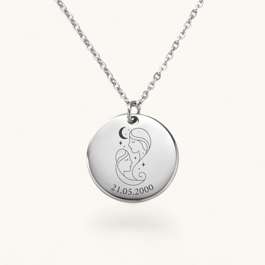 Sternzeichen Zwillinge Halskette | Edelstahl Halskette