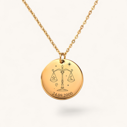 Sternzeichen Waage Halskette | Edelstahl Halskette